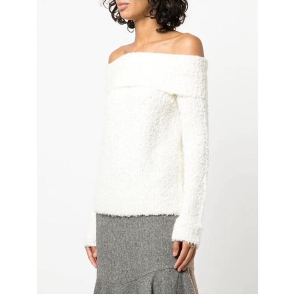 Cinq à Sept Leya Off Shoulder‎ Ivory Sweater NWT Size Large